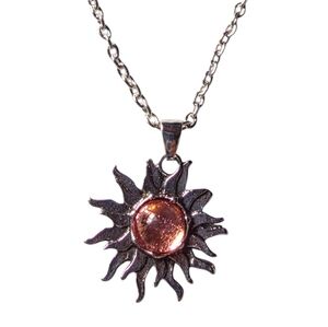 Elegant Silver Sunburst Pendant Necklace